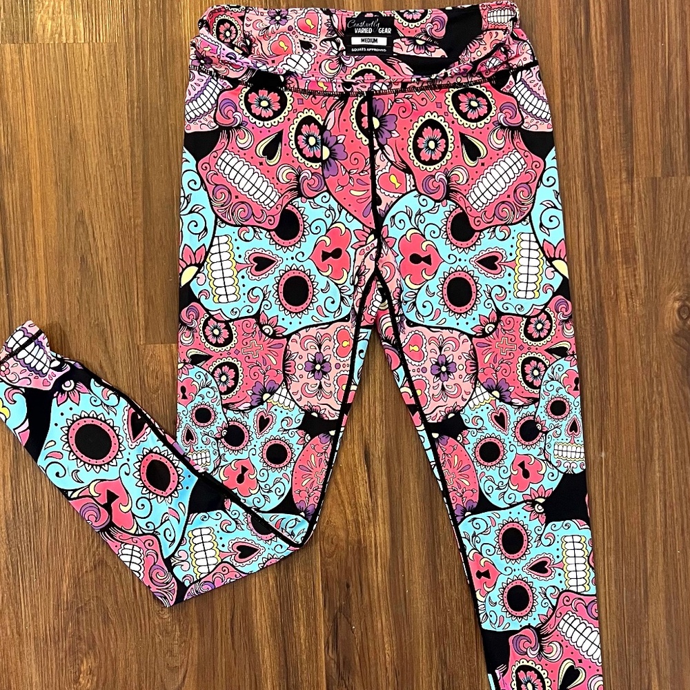 Constantly Varied Gear Sugar Skull/Day of the Dead Leggings-Medium